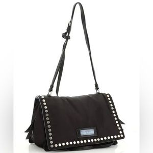 PRADA
Nylon Tessuto Studded Small Etiquette Bag Black Astrale